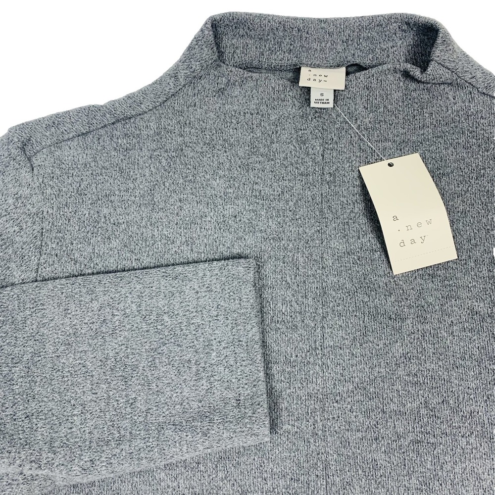 NWT A New Day Gray Mock Neck Sweater Women's Small Knit Pullover Long Sleeve